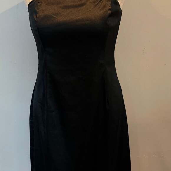 White House Black Market Black Satin Strapless Cocktail Dress - Picture 1 of 4